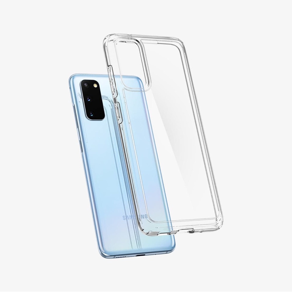 Galaxy S20 Clear Case SPIGEN Ultra Hybrid & Superhieldz Screen Protector 2pk